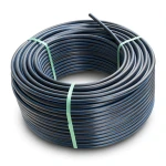 HDPE Plastic Coil Pipe PN 15.6 Bar PE 100 OD 50 mm SDR 9 Black with Blue Stripes