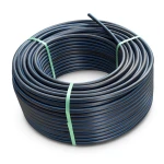 HDPE Plastic Coil Pipe Nominal Pressure 15.6 Bar PE 100 OD 63 mm SDR 9 Black with Blue Stripes