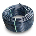 HDPE Plastic Coil Pipe Nominal Pressure 15.6 Bar PE 100 OD 75 mm SDR 9 Black with Blue Stripes