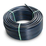 HDPE Plastic Coil Pipe PN 15.6 Bar PE 100, 110 mm SDR 9 Black with Blue Stripes