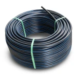 HDPE Plastic Coil Pipe Nominal Pressure 15.6 Bar PE 100 OD 160 mm SDR 9 Black with Blue Stripes
