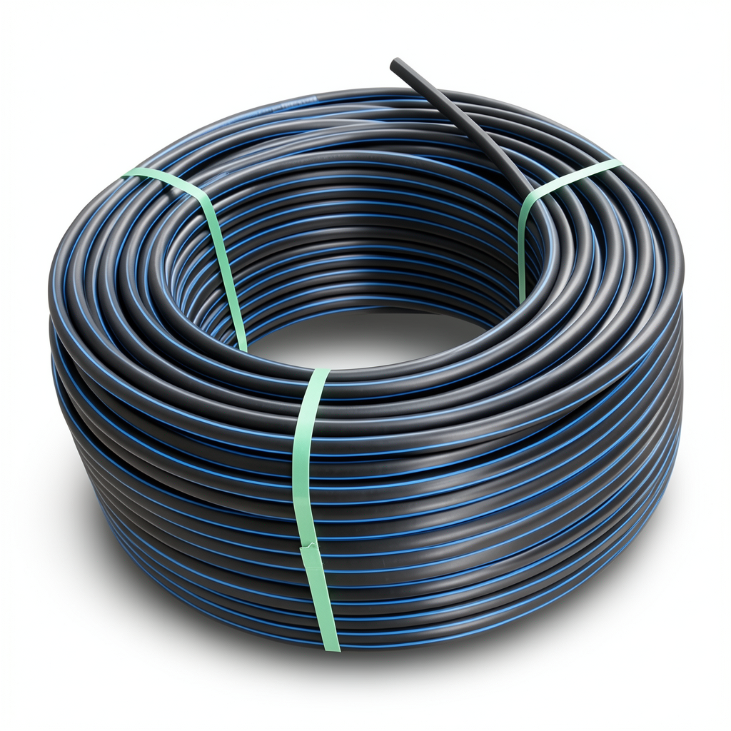 HDPE Plastic Coil Pipe Nominal Pressure 15.6 Bar PE 100 OD 160 mm SDR 9 Black with Blue Stripes