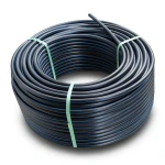 HDPE Plastic Coil Pipe PN 19.2 Bar PE 100, 40 mm OD, SDR 7.4 Black with Blue Stripes