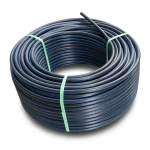 HDPE Plastic Coil Pipe Nominal Pressure 19.2 Bar PE 100 OD 50 mm SDR 7.4 Black with Blue Stripes