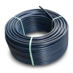HDPE Plastic Coil Pipe Nominal Pressure 19.2 Bar PE100 OD 63 mm SDR 7.4 Black with Blue Stripes
