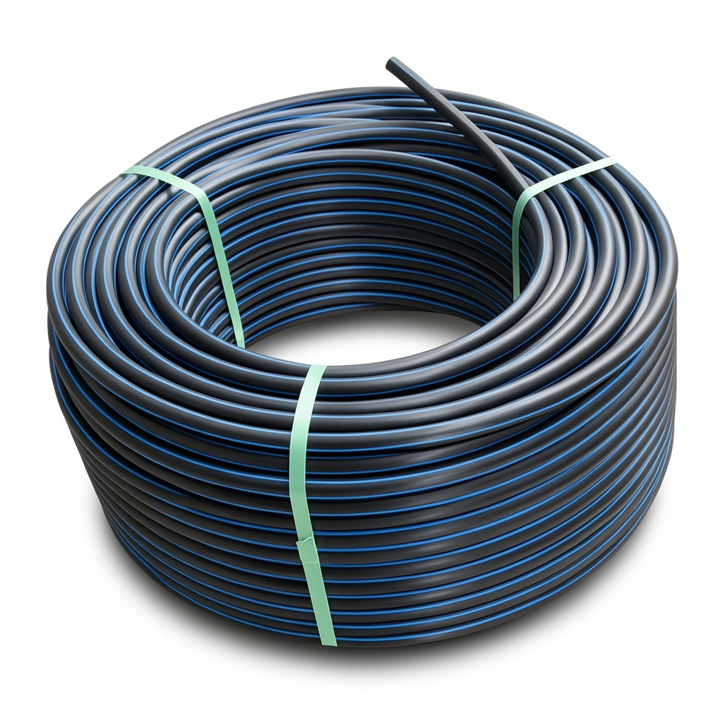 HDPE Plastic Coil Pipe PN 19.2 Bar PE 100 OD 125 mm SDR 7.4 Black with Blue Stripes