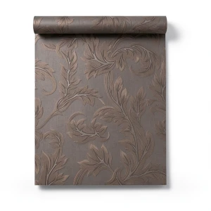 Italian Wallpaper Leaf-Patterned 10m x 1.06m Dark Beige