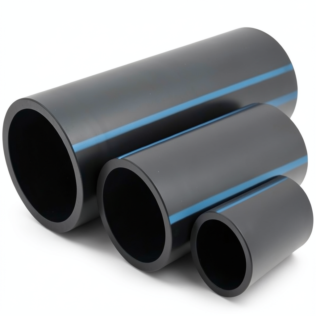 مواسير HDPE الوطني ضغط 20 بار قطر 200 مم سمك 14.7 مم أسود