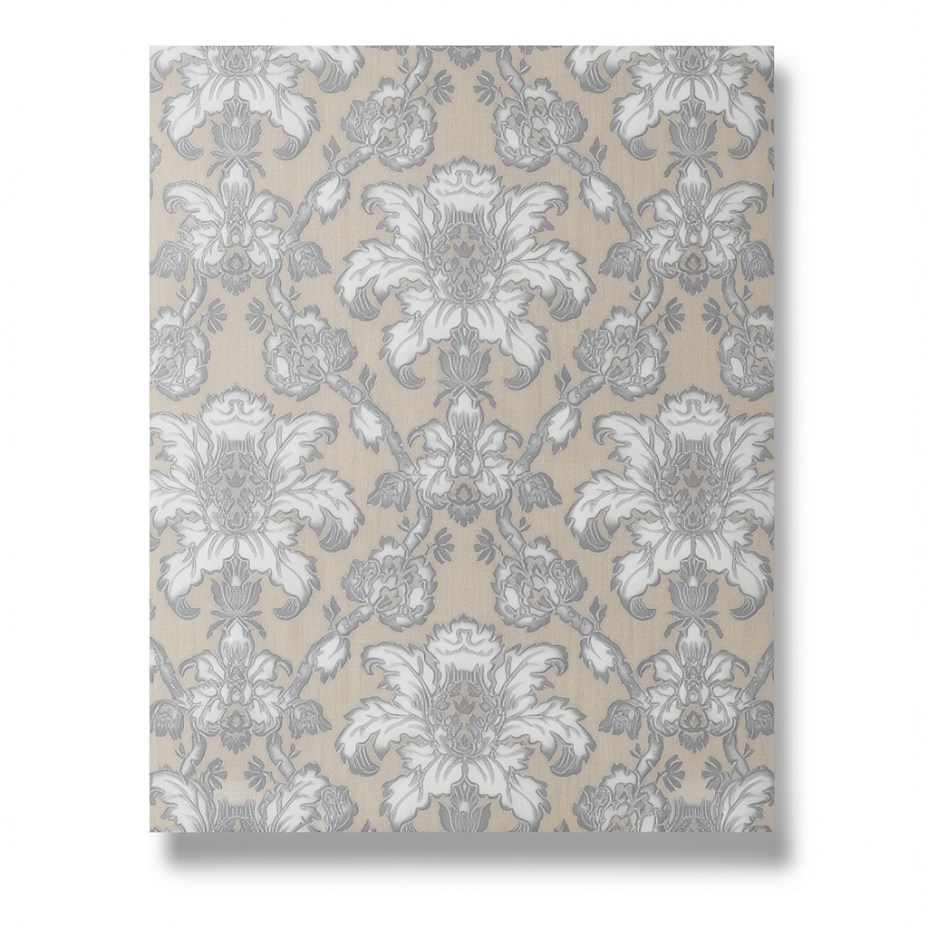 Italian Wall Decoration 10m x 1.06m Beige with Grey, Model 4752