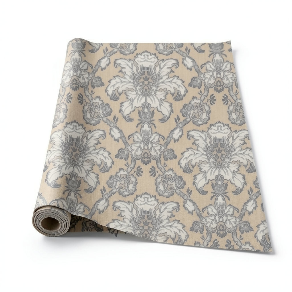 Italian Wall Decoration 10m x 1.06m Beige with Grey, Model 4752