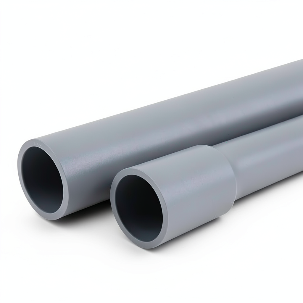أنابيب UPVC ضغط اسمي 9 بار مقاس 8 إنش سمك 7.8 مم لون رمادي