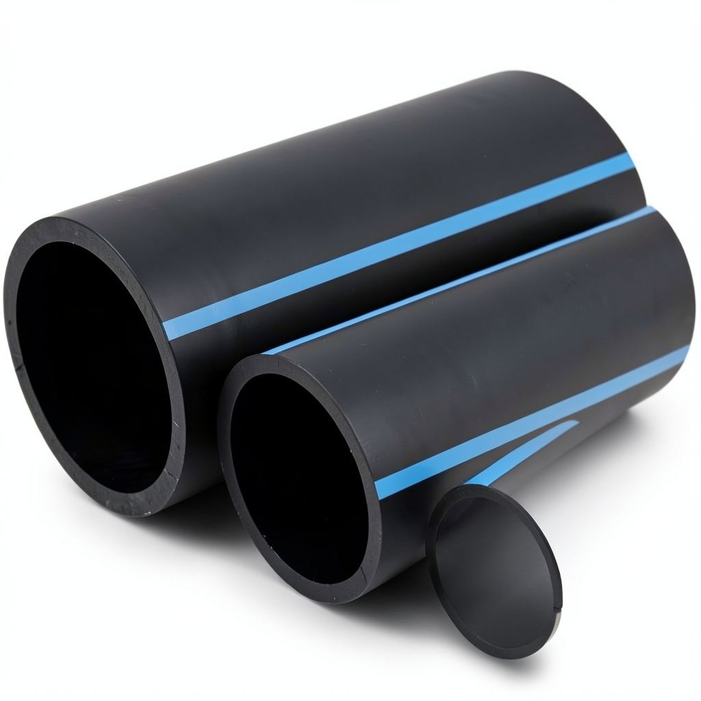 أنابيب HDPE الوطني لشبكات المياه ضغط 6 بار قطر خارجي 90 مم سمك 2.8 مم لون أسود