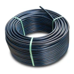 HDPE Plastic Coil Pipe PN 19.2 Bar PE 100 OD 25 mm SDR 7.4 Black with Blue Stripes