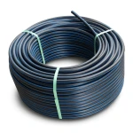 HDPE Plastic Coil Pipe PN 19.2 Bar PE 100 32 mm SDR 7.4 Black Blue Stripes