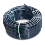 HDPE Plastic Coil Pipe Nominal Pressure 19.2 Bar PE100 OD 63 mm SDR 7.4 Black with Blue Stripes