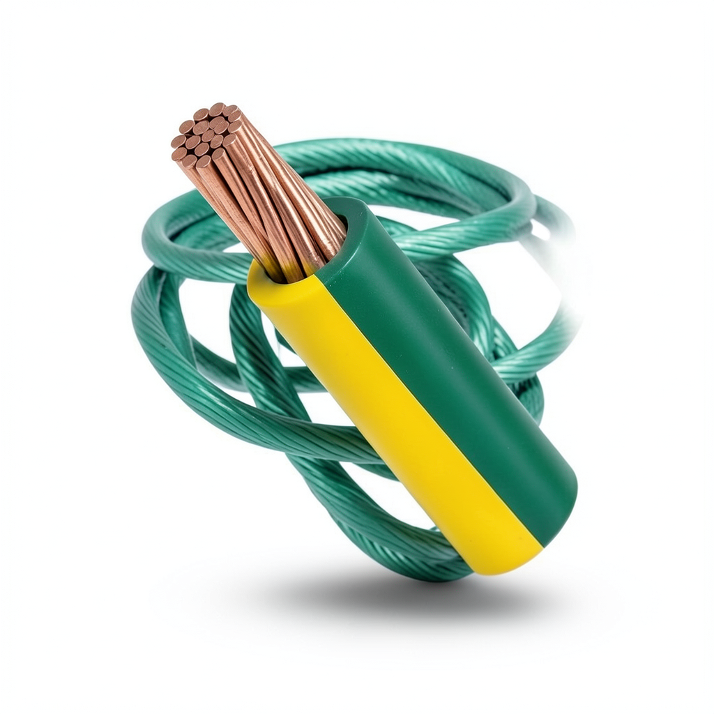 Stranded Copper Earthing Electrical Wire 35mm, 450/750V, PVC Insulated Green/Yellow