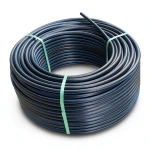 HDPE Plastic Coil Pipe PN 19.2 Bar PE 100 OD 75 mm SDR 7.4 Black with Blue Stripes