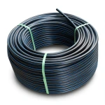 HDPE Plastic Coil Pipe Nominal Pressure 19.2 Bar PE 100 OD 110 mm SDR 7.4 Black with Blue Stripes