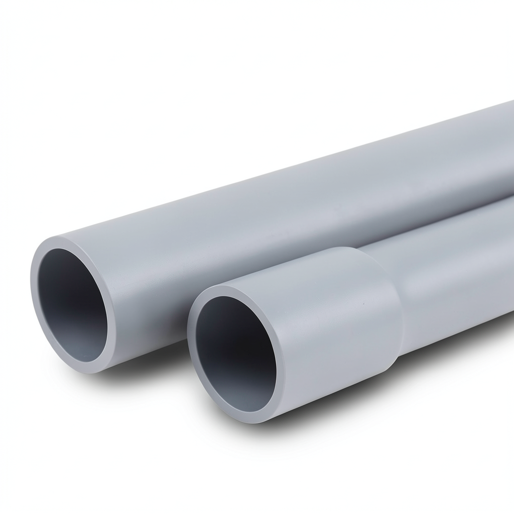 أنابيب UPVC ضغط اسمي 9 بار مقاس 6 إنش سمك 6.6 مم لون رمادي