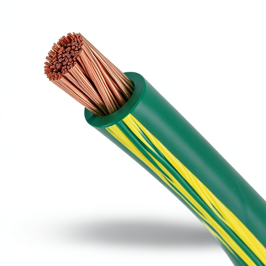 Stranded Copper Earthing Electric Wire 95mm2, 450/750V, PVC Insulation, Green/Yellow
