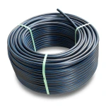 HDPE Plastic Coil Pipe PN 19.2 Bar PE 100, 40 mm OD, SDR 7.4 Black with Blue Stripes
