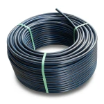 HDPE Plastic Coil Pipe Nominal Pressure 19.2 Bar PE 100 OD 50 mm SDR 7.4 Black with Blue Stripes