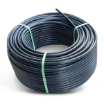 HDPE Plastic Coil Pipe Nominal Pressure 19.2 Bar PE100 OD 63 mm SDR 7.4 Black with Blue Stripes