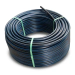 HDPE Plastic Coil Pipe PN 19.2 Bar PE 100 OD 75 mm SDR 7.4 Black with Blue Stripes