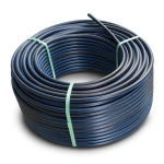 HDPE Plastic Coil Pipe Nominal Pressure 19.2 Bar PE 100 OD 90 mm SDR 7.4 Black with Blue Stripes