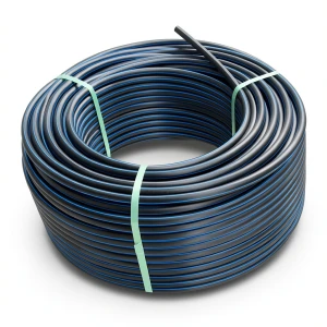 لفة أنابيب بلاستيك HDPE ضغط 19.2 بار PE 100 قطر خارجي 110 مم SDR 7.4 أسود مع خط أزرق