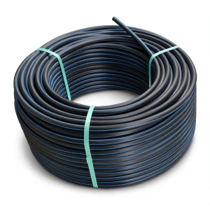 لفة أنابيب بلاستيك HDPE ضغط 19.2 بار PE 100 قطر خارجي 125 مم SDR 7.4 أسود مع خطوط زرقاء