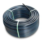 HDPE Plastic Coil Pipe PN 19.2 Bar PE 100 140 mm SDR 7.4 Black with Blue Stripes