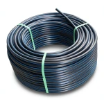 HDPE Plastic Coil Pipe Nominal Pressure 19.2 Bar PE 100 OD 160 mm SDR 7.4 Black with Blue Stripes