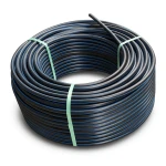 HDPE Plastic Coil Pipe PN 19.2 Bar PE 100 140 mm SDR 7.4 Black with Blue Stripes