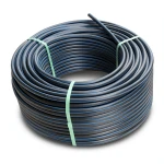 HDPE Plastic Coil Pipe Nominal Pressure 19.2 Bar PE 100 OD 160 mm SDR 7.4 Black with Blue Stripes