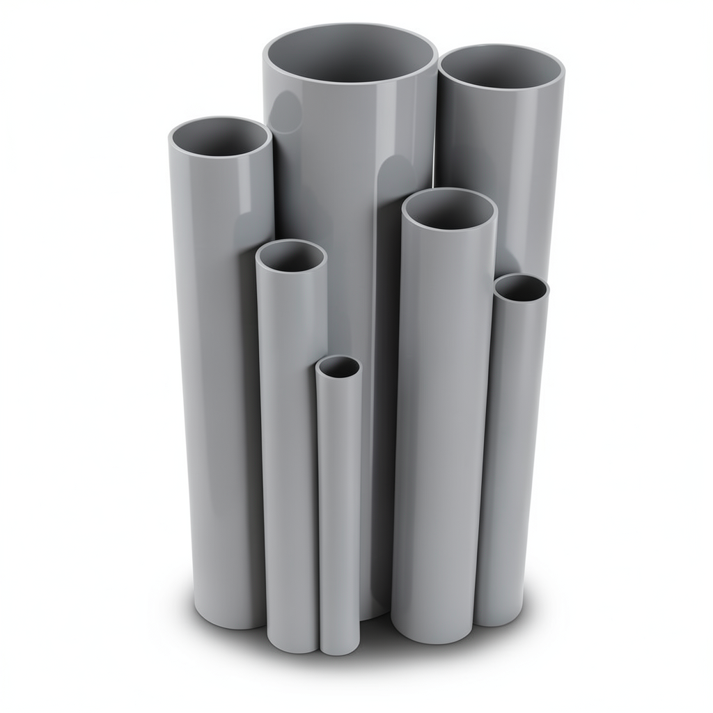 مواسير UPVC ضغط اسمي 21.7 بار مقاس 1 إنش سمك 2.5 مم لون رمادي