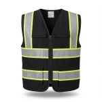 Black Safety Vest with Lime Reflective Tape