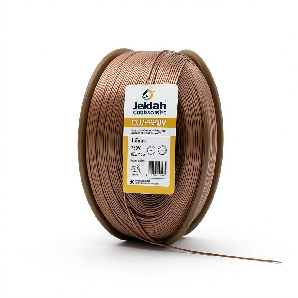 سلك نحاس مجدول CU/PVC مقاس 1.5mm جهد 450/750 فولت لون بني | شركة كابلات جدة