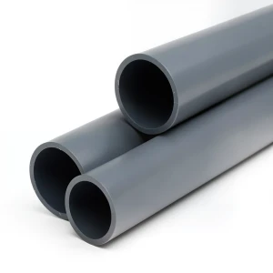 أنابيب بلاستيك UPVC ضغط 6 بار مقاس 4 إنش سمك 4 مم لون رمادي غامق
