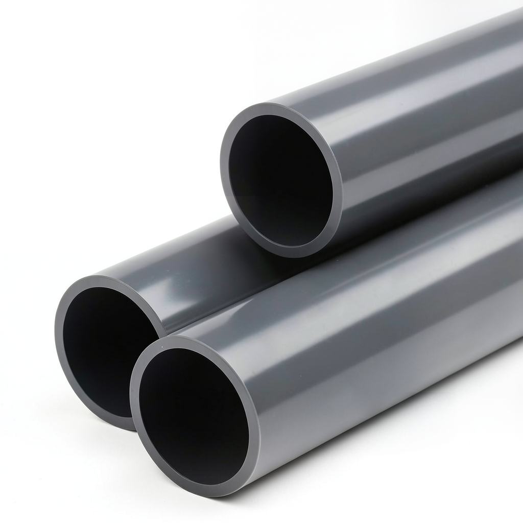 UPVC Plastic Pipe PN 6 Bar Size 8 inch Thickness 6.1 mm Dark Gray