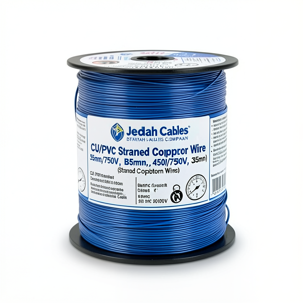سلك نحاس مجدول CU/PVC مقاس 35mm، 450/750 فولت، لون أزرق | شركة كابلات جدة