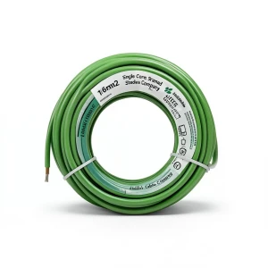 16mm2 Single Core Stranded Electrical Wire CU/PVC, 450/750V, Green Color | Jeddah Cables Company