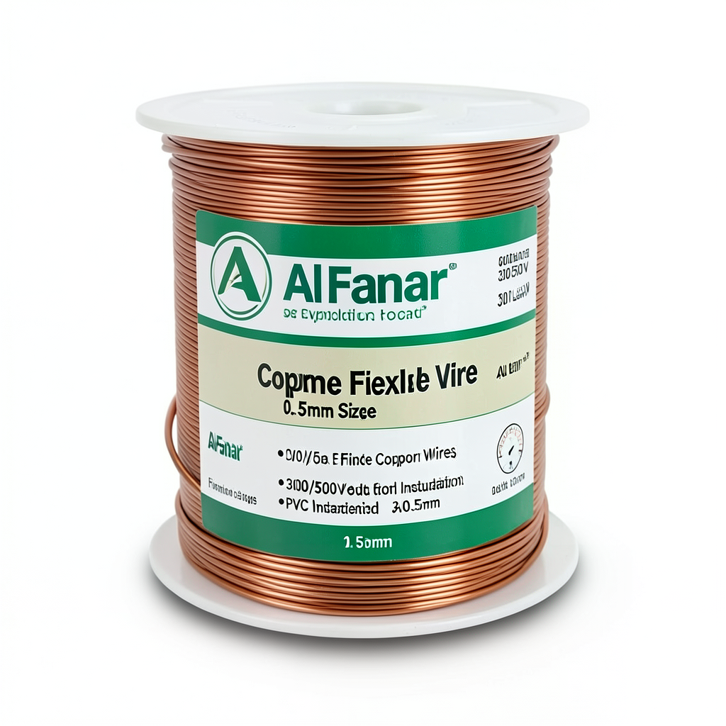 Copper Flexible Wire 0.5mm Size, 300/500 Voltage, PVC Insulation, 300ft Length | Al Fanar