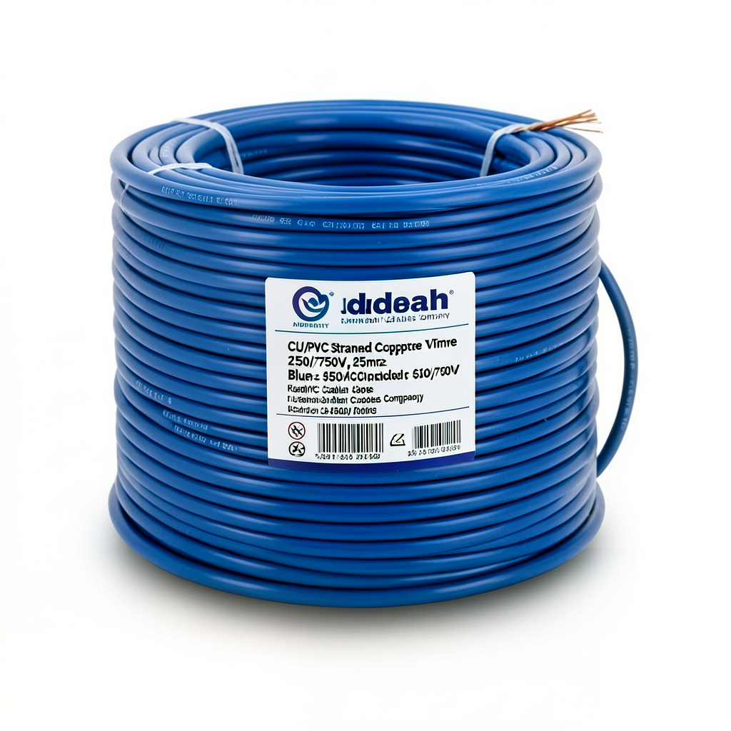 CU/PVC Stranded Copper Wire 25mm2, 450/750V, Blue | Jeddah Cables Company