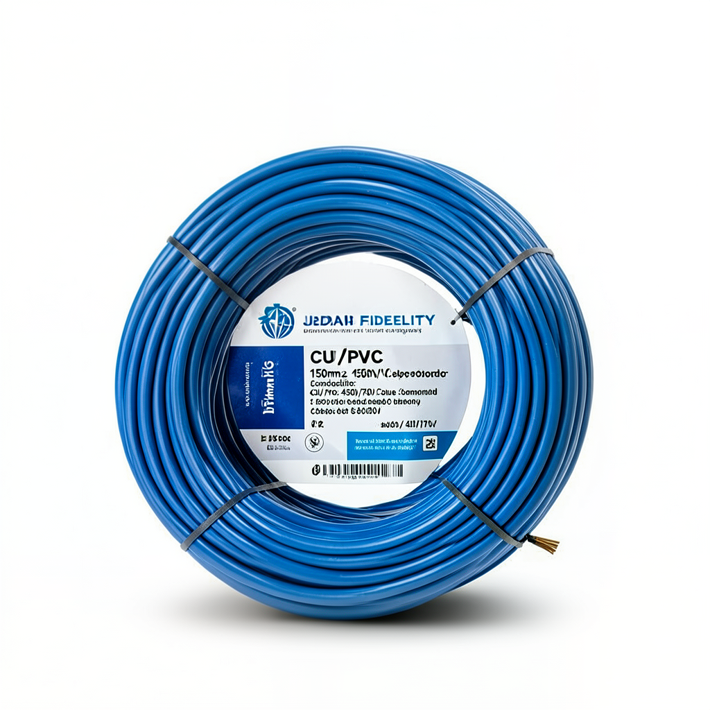 CU/PVC Stranded Copper Wire 150mm2 Conductor, 450/750V, Blue Color | Jeddah Cables Company