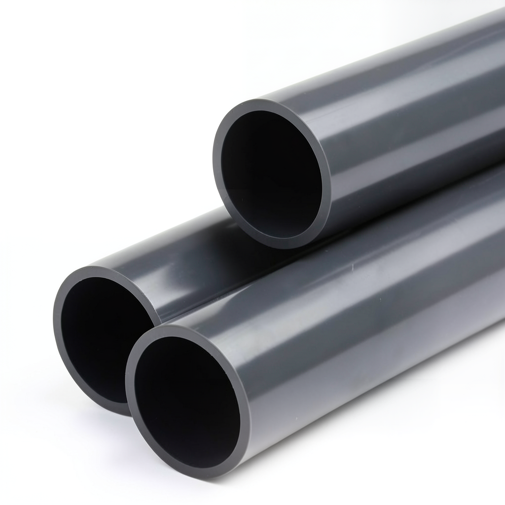 UPVC Plastic Pipe PN 9 Bar Size 4 inch Thickness 5.2 mm Dark Gray