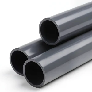 انابيب بلاستيك UPVC ضغط 9 بار مقاس 8 إنش سماكة 9 ملم لون رمادي غامق