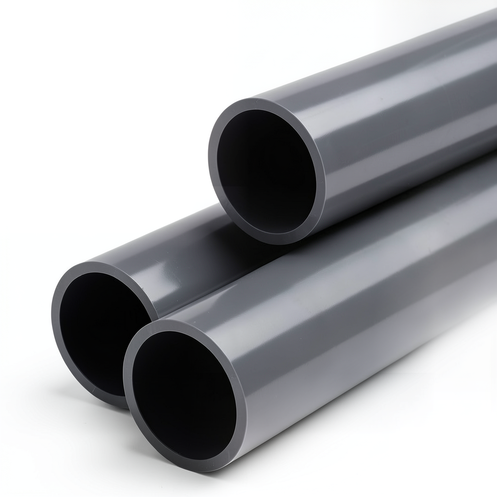 أنابيب بلاستيك UPVC ضغط 12 بار مقاس 2 إنش سمك 3.7 مم لون رمادي غامق