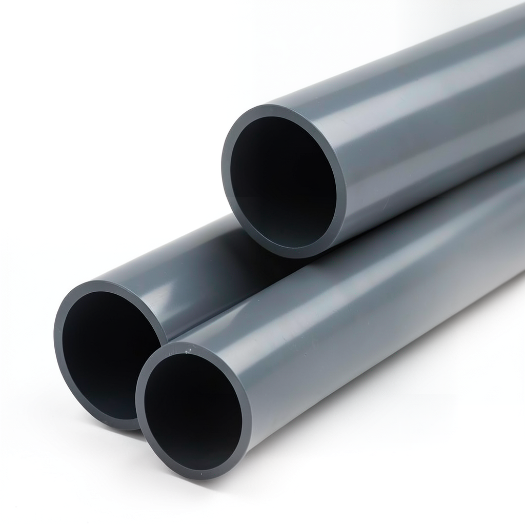 UPVC Plastic Pipe PN 12 Bar Size 6 inch Thickness 10.2 mm Dark Gray