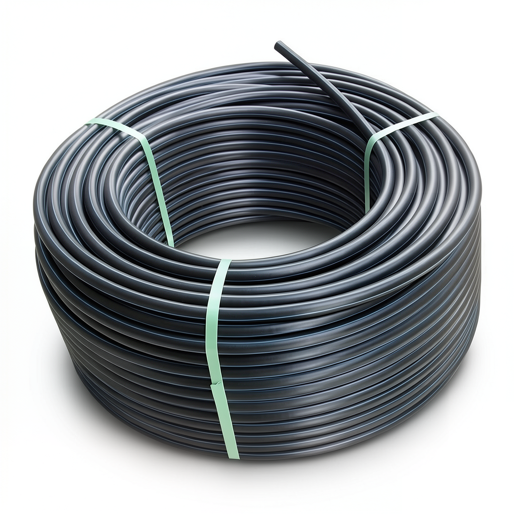 لفة أنابيب بلاستيك HDPE ضغط 15.6 بار PE 100، قطر خارجي 90 مم، SDR 9، أسود